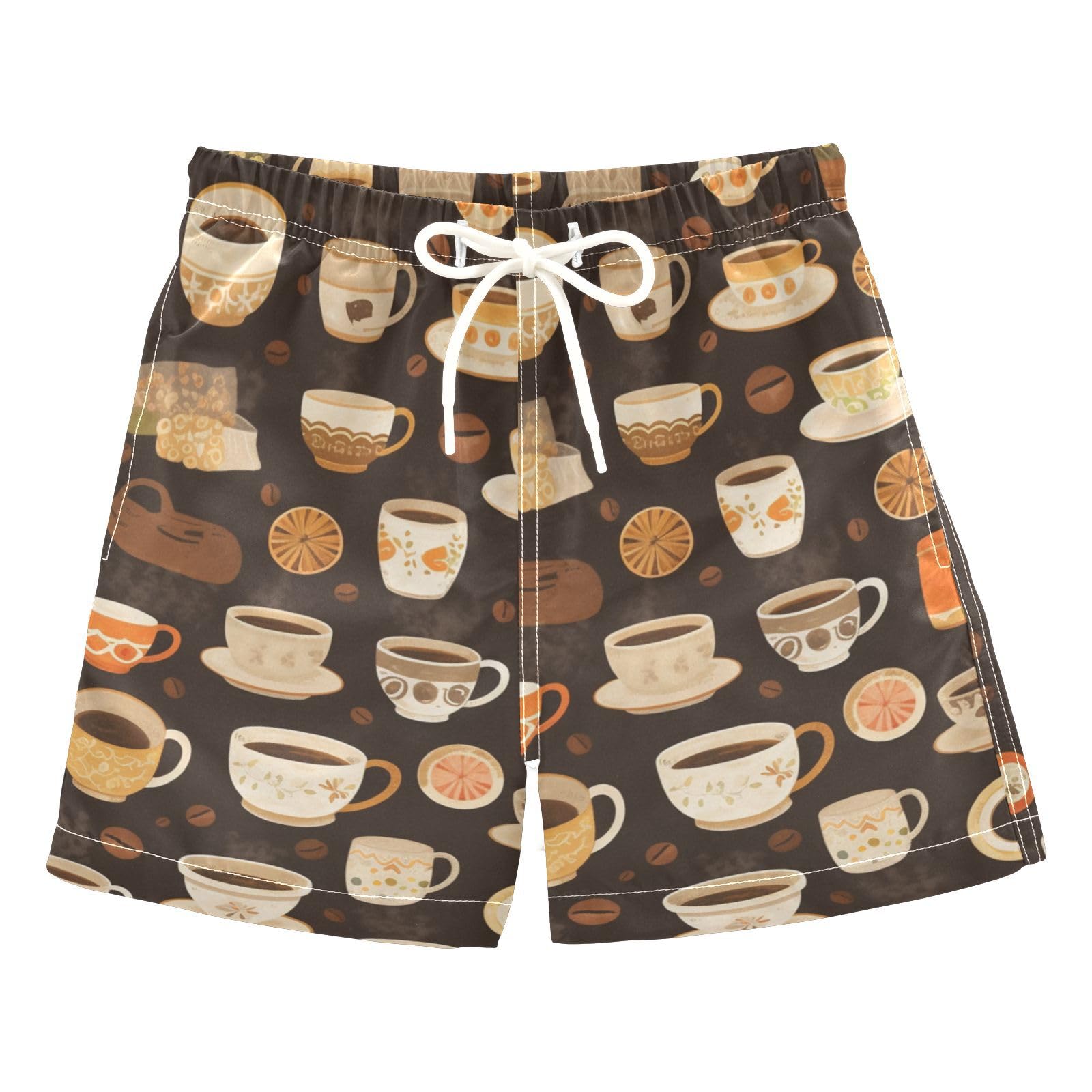 Zathe Coffee Vintage Toddler Swimsuit Youth' Presents Boys Toddler Boardshorts Kids Swimwears Birthday Presents 5T 5Y
