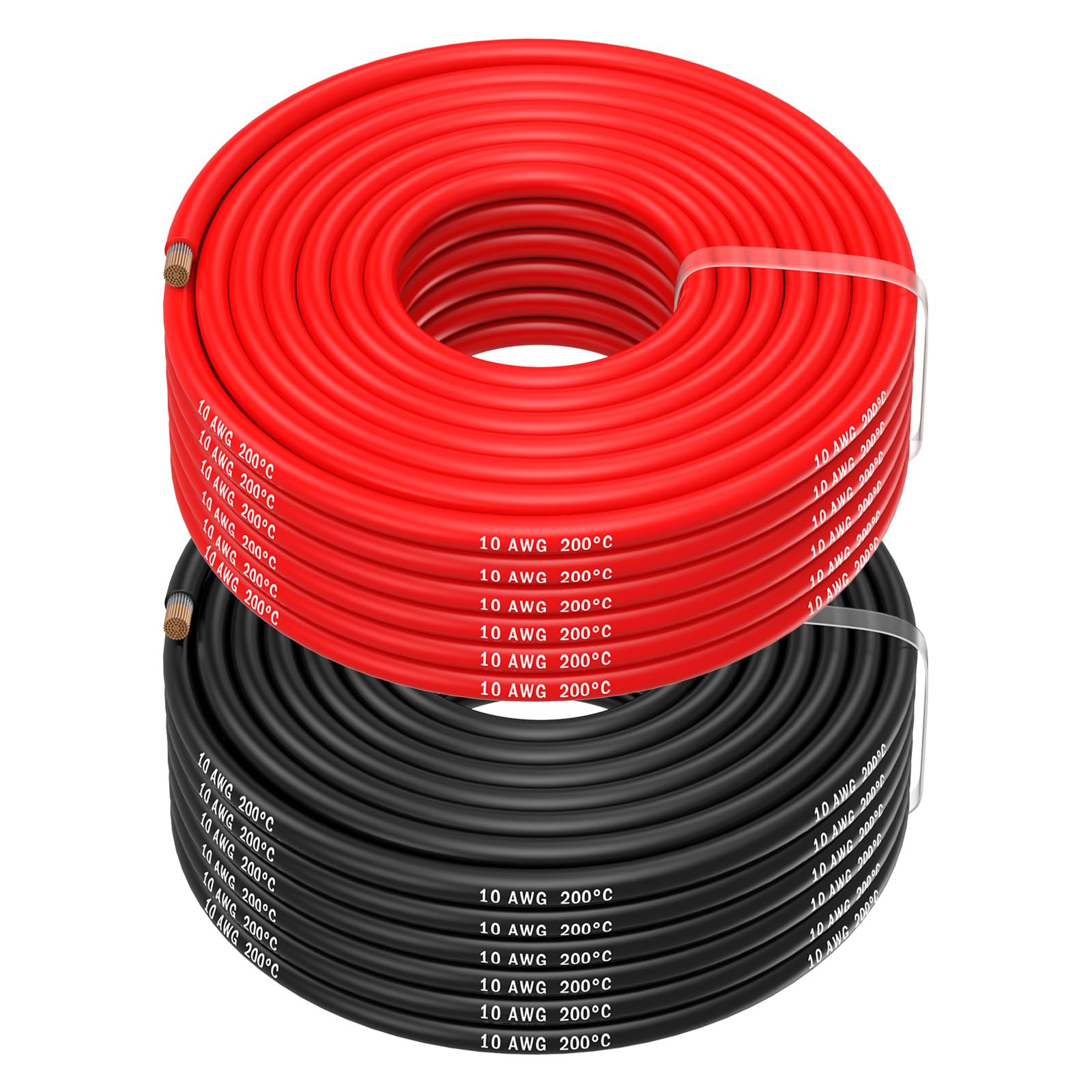 MMOBIEL Fil Électrique 10 AWG - 10 Gauge (5,26mm²) Câble en Cuivre Étamé 10 m / 32,8 ft 2 Conducteur Parallèle Rouge & Noir pour RC, Drones, Imprimantes 3D, Batteries, Fils de Haut-Parleur, Bandes LED