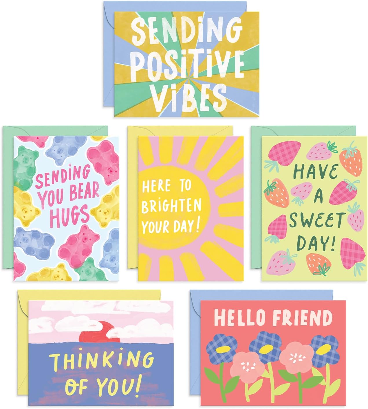 S&O Fun Thinking of You Cards with Envelopes Colorful Thinking of You