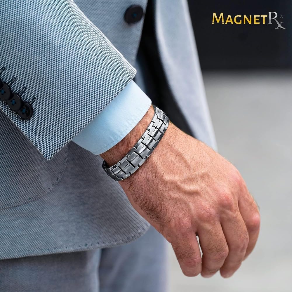 MagnetRX® Ultra Strength Magnetic Bracelet - Effective Stainless Steel Magnetic Bracelets for Men - Adjustable Bracelet Length with Sizing Tool for Perfect Fit (Silver) - Image 2