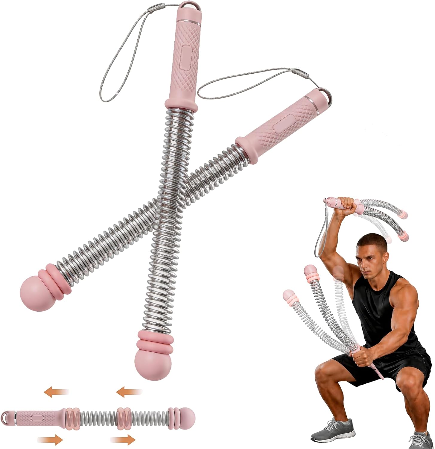 Portable Weighted Ropeless Battle Ropes, Adjustable Cordless Battle Rope Non-Slip Handle with Storage Bag for Home Gym, Fitness Equipment for Women Men HIIT Cardio Strength Training