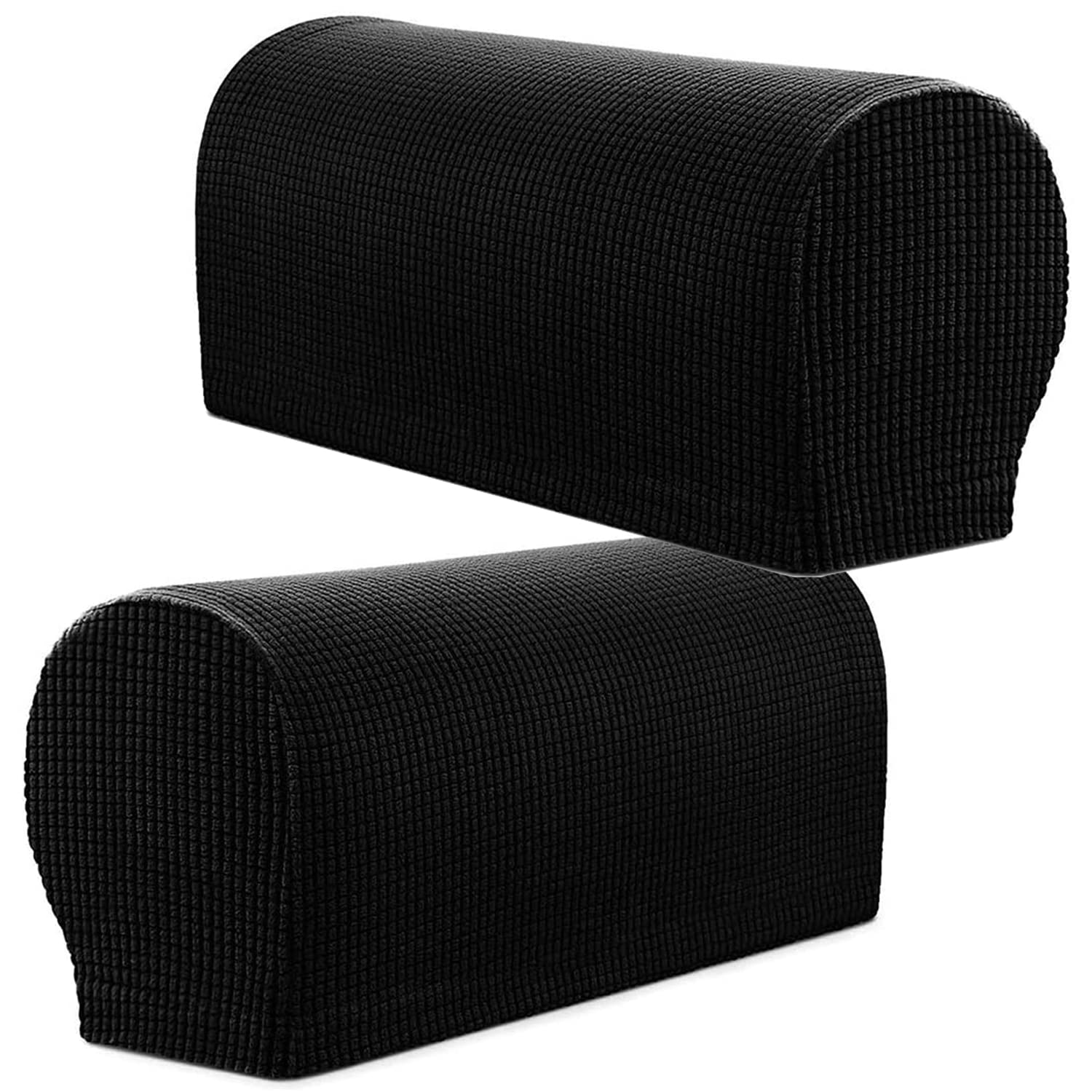Xiehuza Black Arm Rest Covers, Stretch Armchair Couch Armrest Chair Covers For Furniture Protector, Anti-Slip Sofa Chair Arm Caps Spandex Polyester Slipcovers, Set Of 2 (Black)