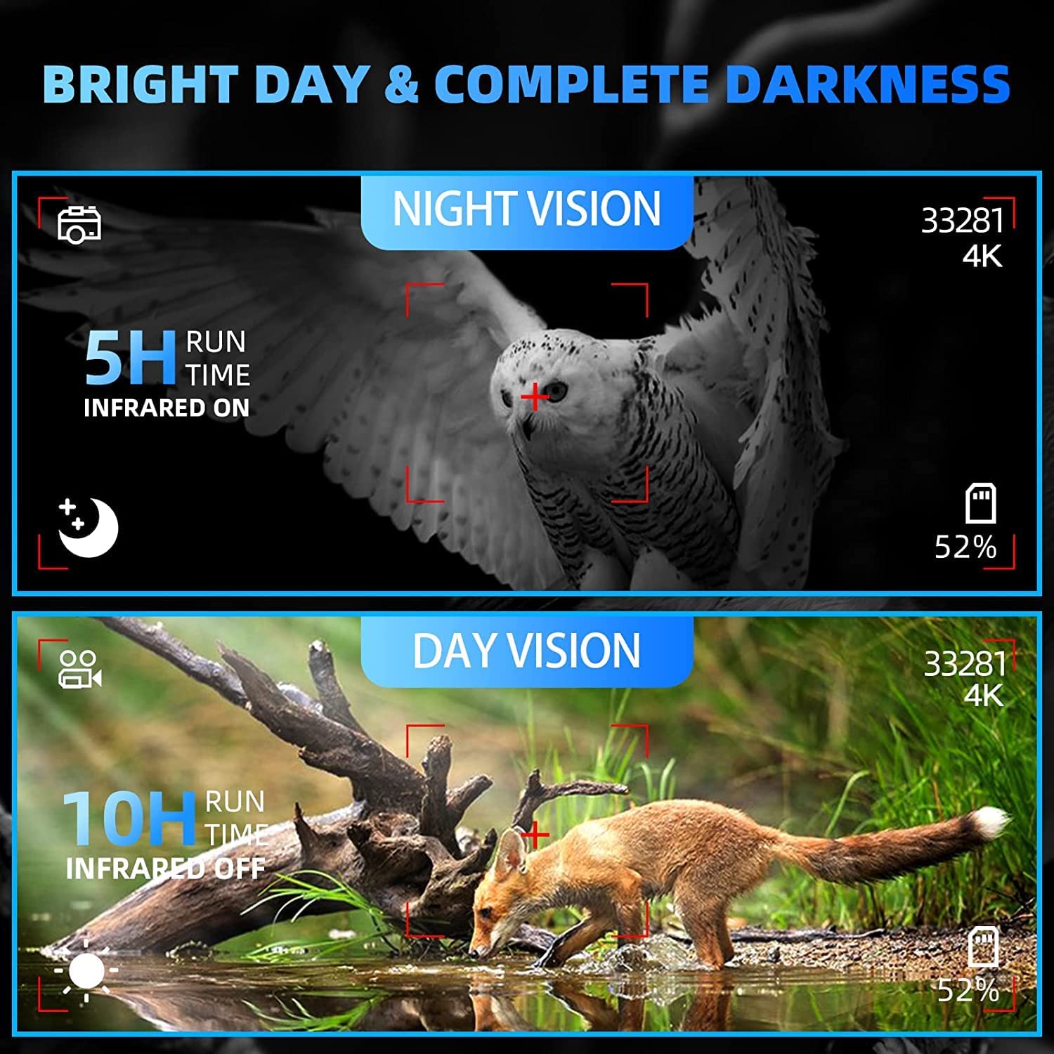 zalati Occhiali per la visione notturna Binocolo a infrarossi 4K con display da 3" Batteria ricaricabile per la caccia