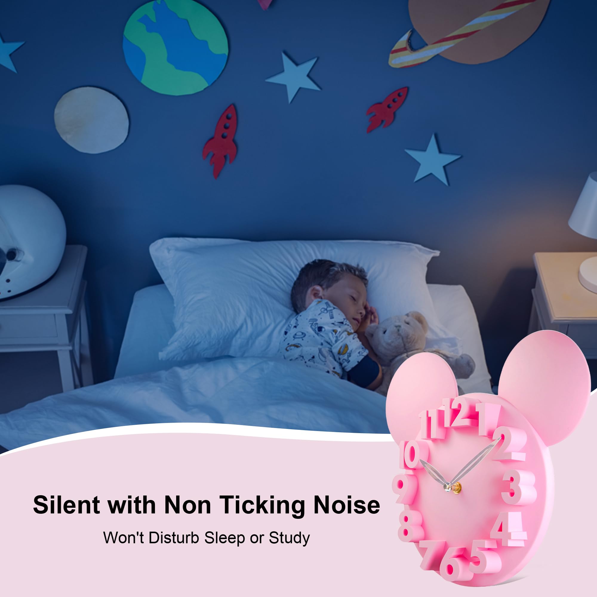 Amazon.co.jp: Lafocuse 3D かわいい ミニーマウス ピンク 壁掛け時計