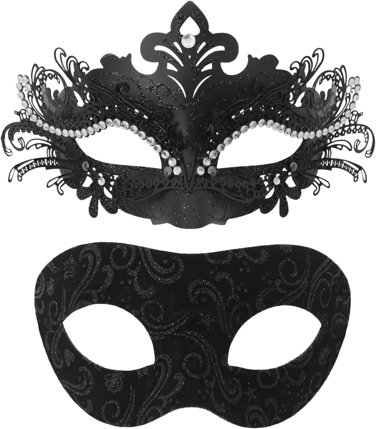 OIDEA Masquerade Mask for Couples: Shiny Rhinestone Metal Filigree Venetian Party Mask Halloween Costume Masks for Mardi Gras