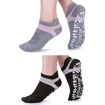 Muezna Pilates Socks Grippy Socks Woman Non Slip Grip Yoga Socks with Grips | Anti Skid Sock for Barre Hospital with Cushion, Bottom, Slip Resistant Socks Size 9-10,for Adult, Elderly, Pregnant