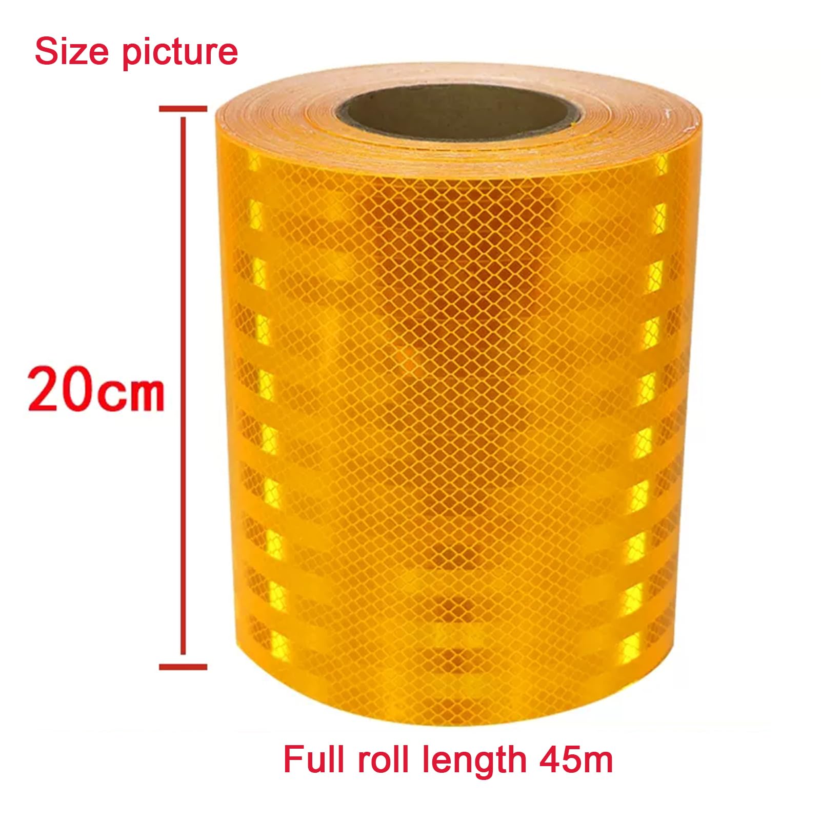Bandes de sécurité réfléchissantes - 45 m x 20 cm - Étanche - Auto-adhésif - Haute visibilité - Pour remorque, voiture, vélo, camion, moto, extérieur, jaune