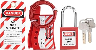 Lockout Tagout Lock, Waterproof Durable Portale Security Cable Lock, Strong Toughness Engineering Lockout Locking Device for Electrical Cabinet