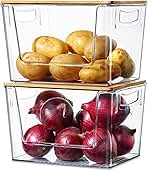 Pantry Organizers Storage, 2 Pack Stackable Kitchen Counter Bins for Onion Potato Garlic, Fruit Vegetable Produce Storage Space-Saving Countertop Organizer (12