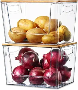 Pantry Organizers Storage, 2 Set Stackable Kitchen Counter Organizers for Onion, Potato, Garlic, Fruit, Produce, Vegetable