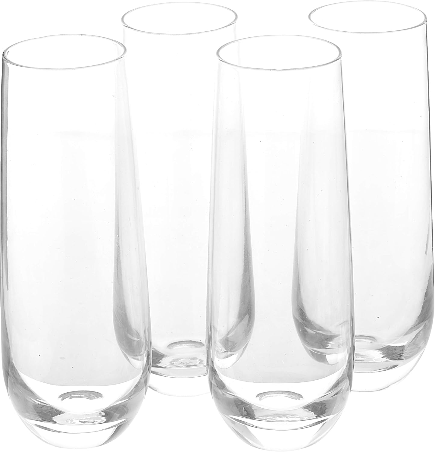 Circleware Downtown Stemless Champagne Flute Glasses, Set of 4, Elegant All-Purpose Wine Drinking Glassware Beverage Cups for Water, Juice, Beer, Liquor, Whiskey & Home Bar Decor, 10.5 oz, Clear