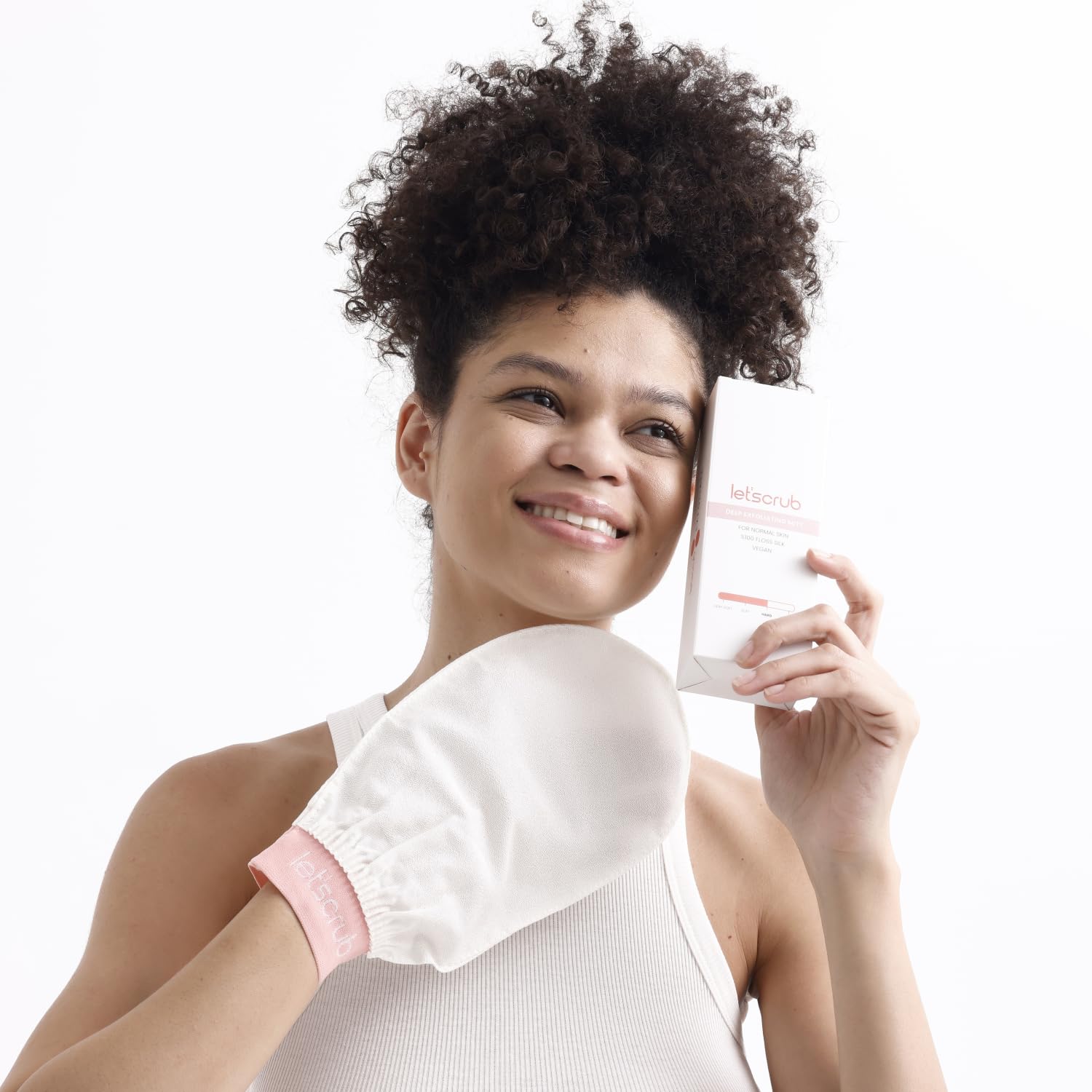 LET'SCRUB Ekru Banyo Duş Kesesi Peeling Eldiveni %100 Floş İpek Unisex