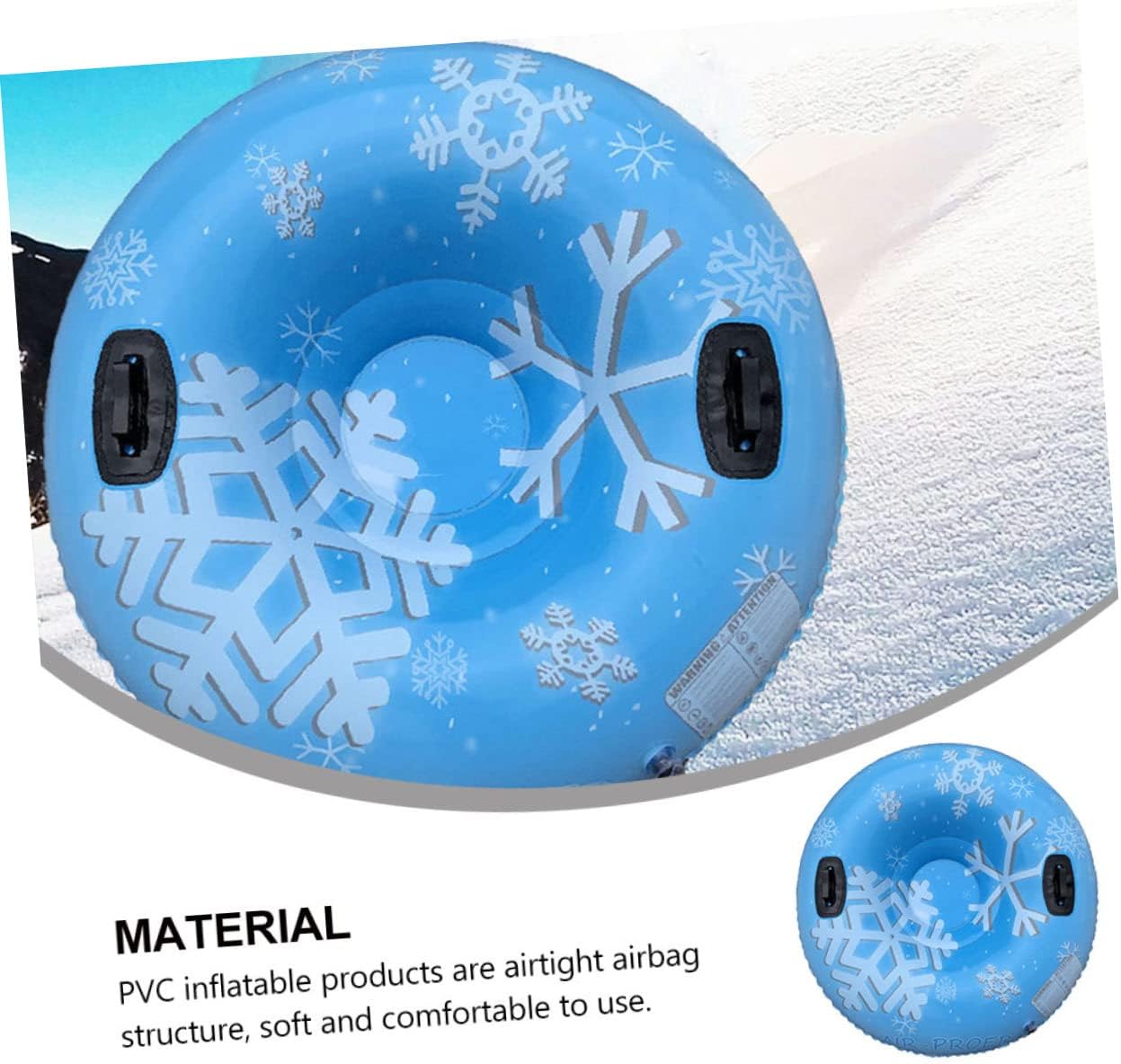 BESPORTBLE 1pc Thickened PVC Inflatable Snow Tube for Winter Outdoor Sledding Skiing Tube Strong Handles for Family Fun and Cold Weather Activities