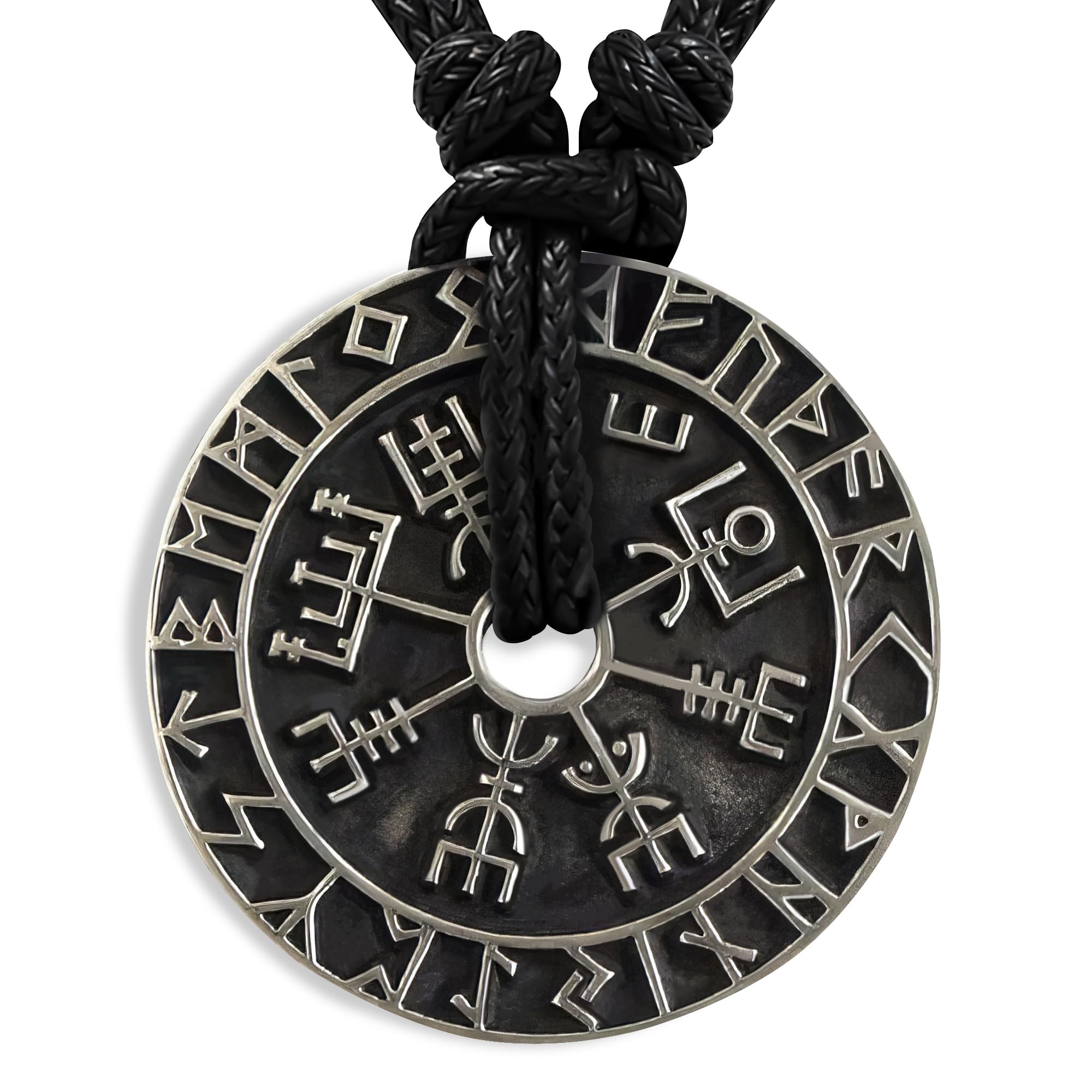 Viking Gifts for Men – Double-Sided Viking Necklace for Men with Rune Compass Pendant – Norse Amulet-Inspired Jewelry with 24" Chain | Nordic Necklace Symbolizing Strength, Protection & Heritage