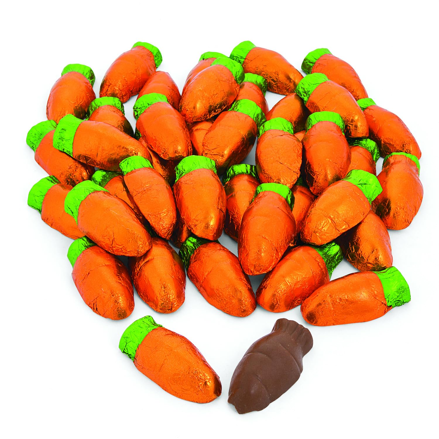Chocolate Carrots for Easter - 1 pound - 38 individually wrapped pieces - Bulk Easter Candy, Egg and Basket Filler