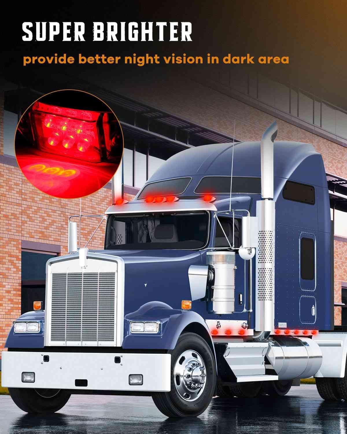 cciyu 20 Red LED Trailer Marker Light w/Chrome Bezel Red Light Oval 928-6L-R LED Side Marker Red Light Assembly Universal LED Clearance Markers Lights for Truck Trailer Boat ATV Marine