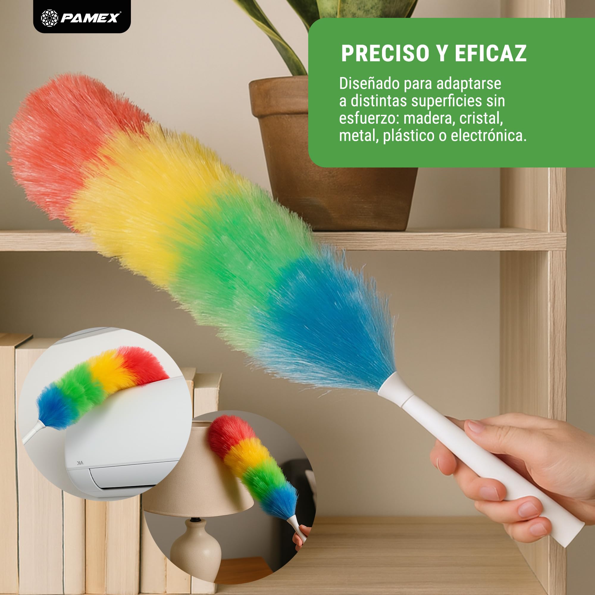 Pamex Plumero Electroestatico con Rosca 42 cm de Fibras + 16 cm de Mango