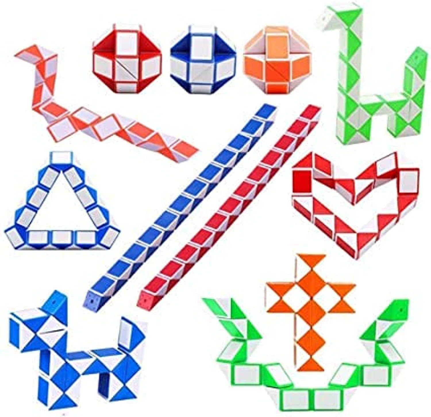 Sunscreen12 PCS Magic Snake Puzzle, Funny Plastic Magic Ruler, Fidget Snake Cube, Snake Cube Fidget Toy for Kids, Fidget Snake Toy
