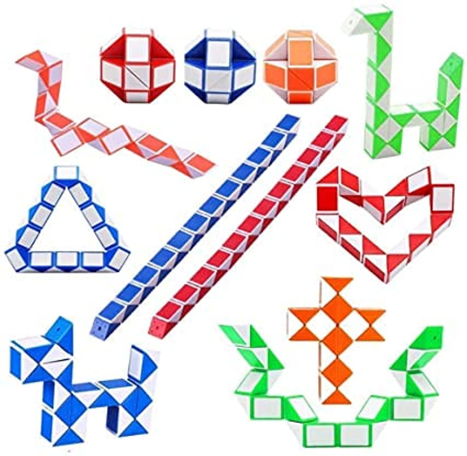 Sunscreen12 PCS Magic Snake Puzzle, Funny Plastic Magic Ruler, Fidget Snake Cube, Snake Cube Fidget Toy for Kids, Fidget Snake Toy