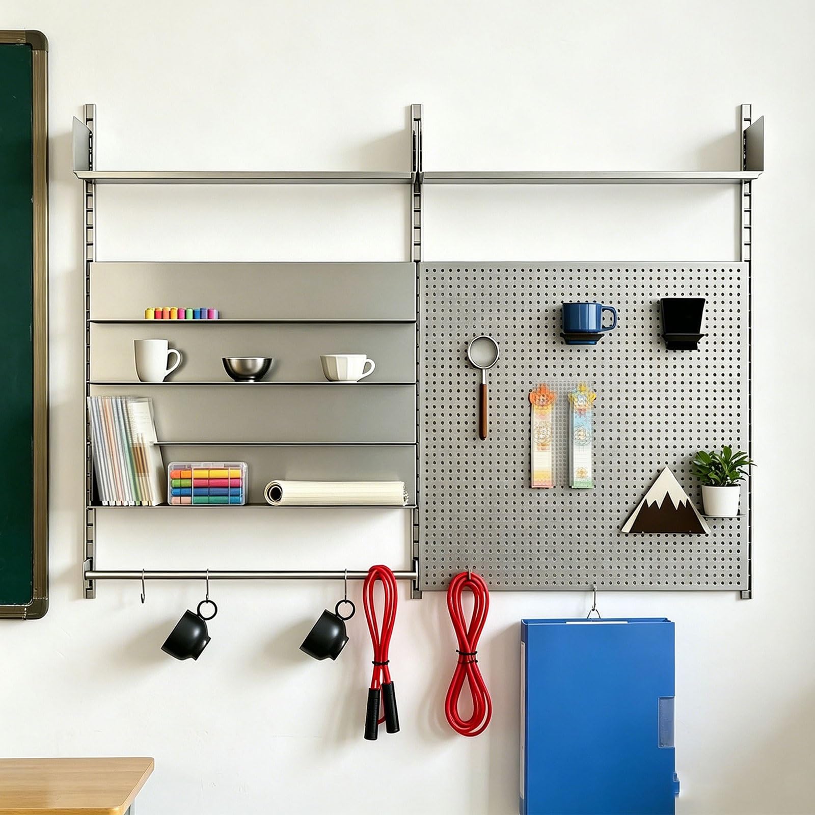 Panel Perforado Herramientas Pared Acero Inoxidable Metal Organizador Pared Oficina Altura de Estantes Ajustable Ahorro de Espacio Pegboard Organizer Kit Capacidad de Carga De 50Kg por Estante