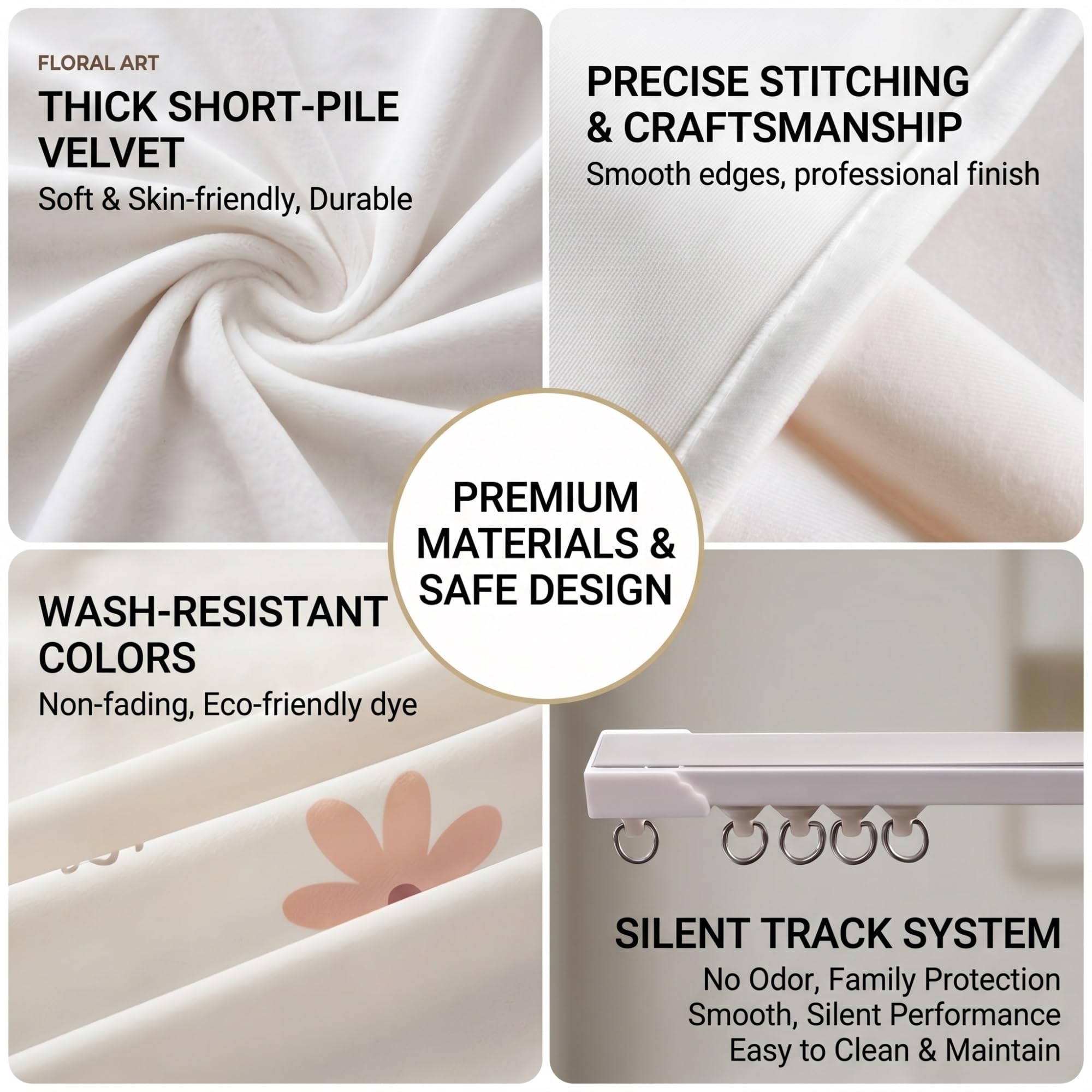 Rideau Placard sans Perçage, Auto-adhésif/Anti-Poussière Rideau Cuisine&sous Evier, Peluche Courte Rideau Occultant Court, Rails Coulissants Cuisine/Salle Bain/Dressing(Gray-a,200 x 150 cm)