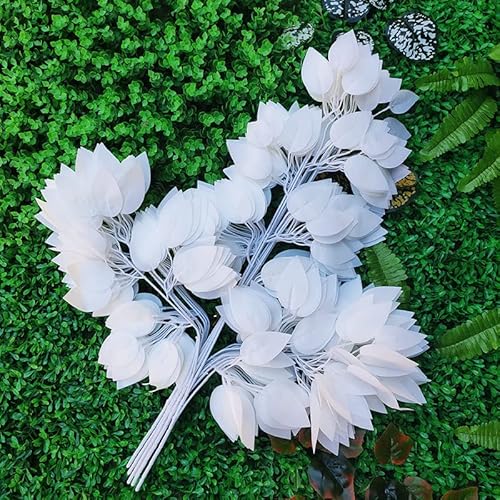 Funornam 24Pcs White Ficus Leaves Artificial Tree Branches Plant Spray For Home Wedding Décor #TOP6
