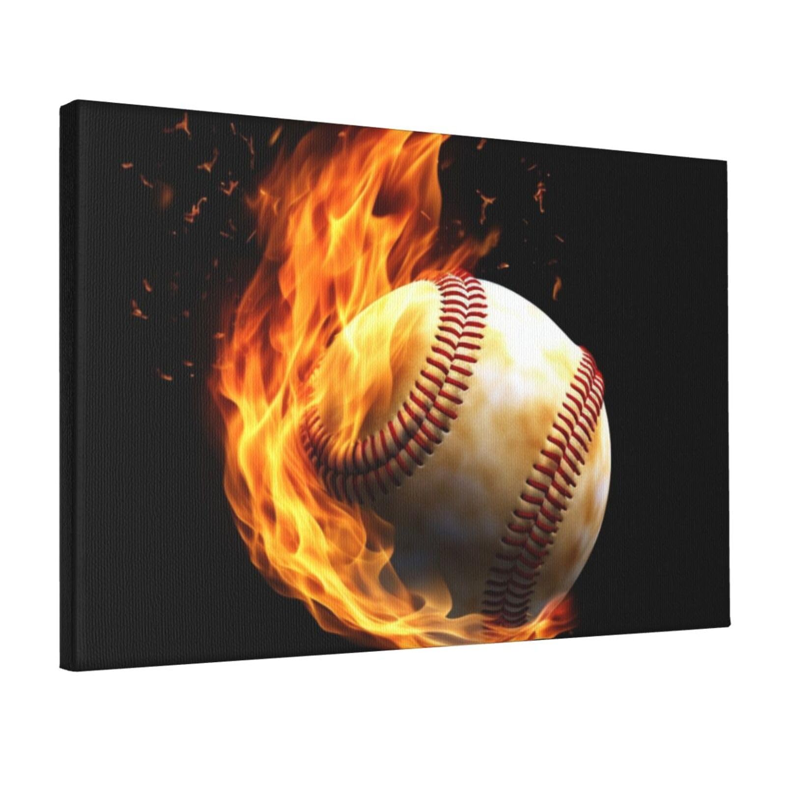 DWVTSLH Fire Baseball Poster Paintings Canvas Wall Art Bedroom Prints Home Decor Hanging Picture Modern Home Artworks Aesthetic for Living Room Office Wall Decor 12x18in Unframed