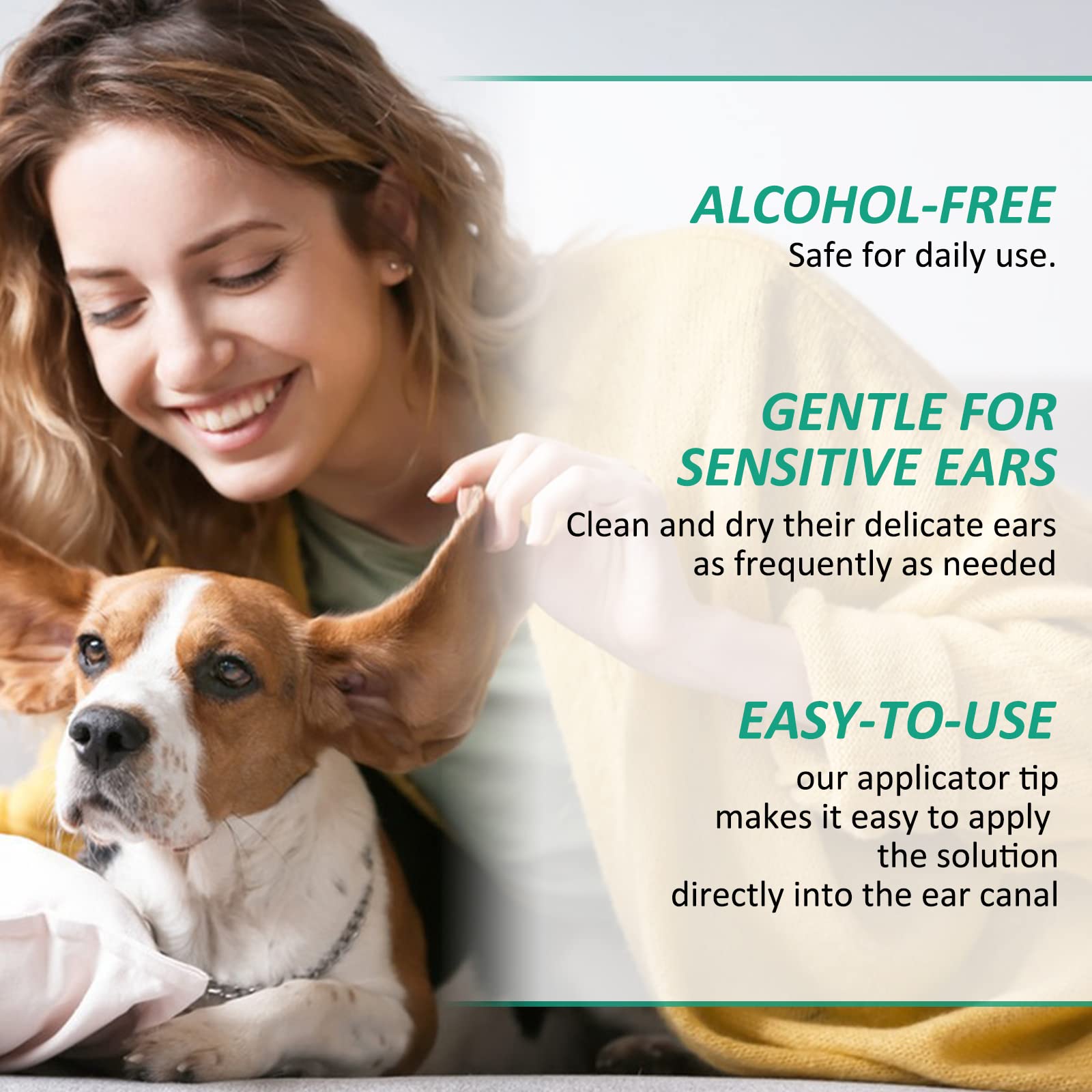 Ear Cleaner for Dogs, Dogs Ear Infection Treatment - Supports Soothing Dog Yeast Infection, Soothes Itchy & Inflamed Ears, Ear Odor, Pet Ear Care Supplement for Small, Medium and Large Dogs - 60ml - image 8
