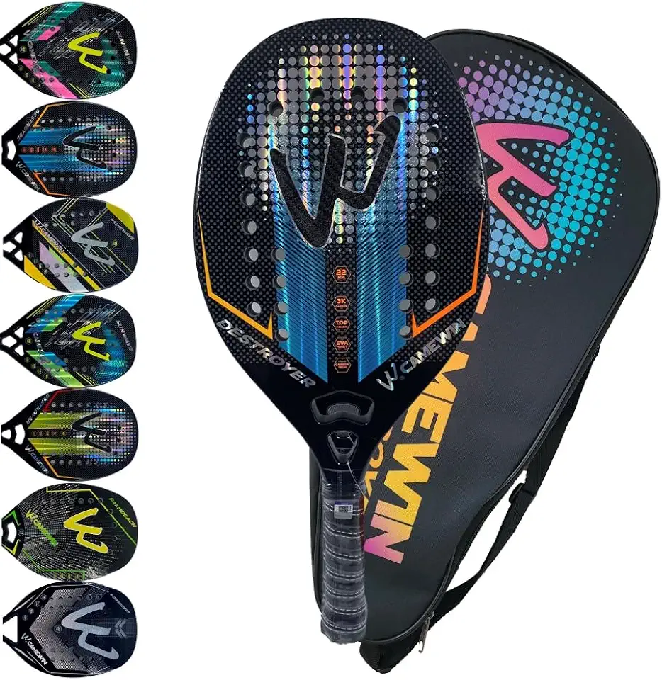 Raquete Beach Tennis Carbono 3K Profissional Com Capa Protetora Leve e Equilibrada