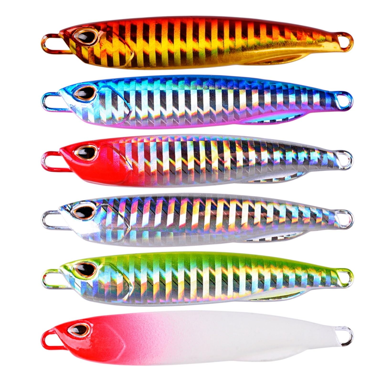 XILILHC Lote De 6 Anzuelos De Metal, Señuelos De Pesca, Pesos De 50g, 60g, Cebo Duro For Hundimiento, Aparejos De Pesca De Lubina, Trucha, Señuelo For Jigging, Plantilla De Agua Salada