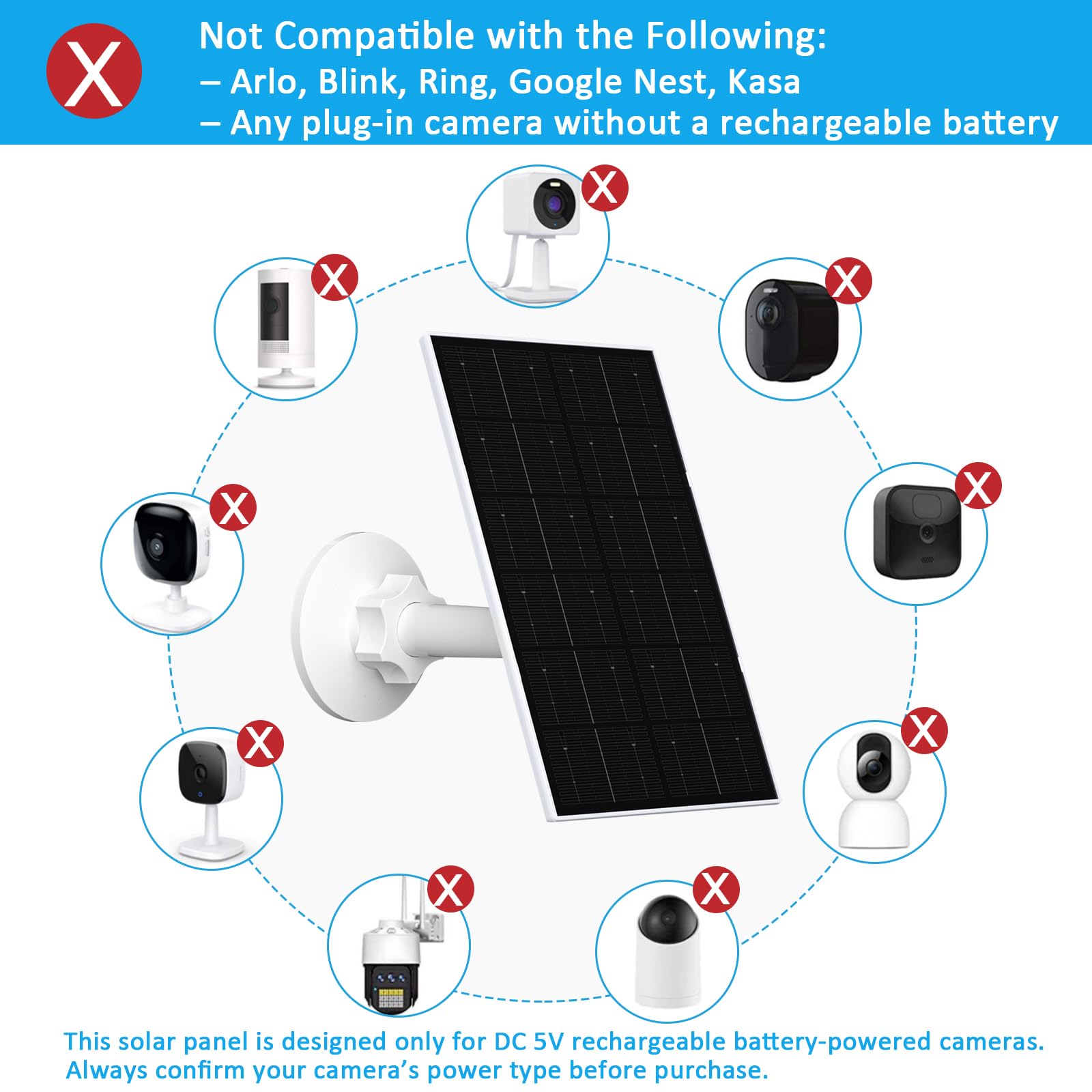 Zivif Lot de 3 panneaux solaires 4 W pour caméra de sécurité, chargeur