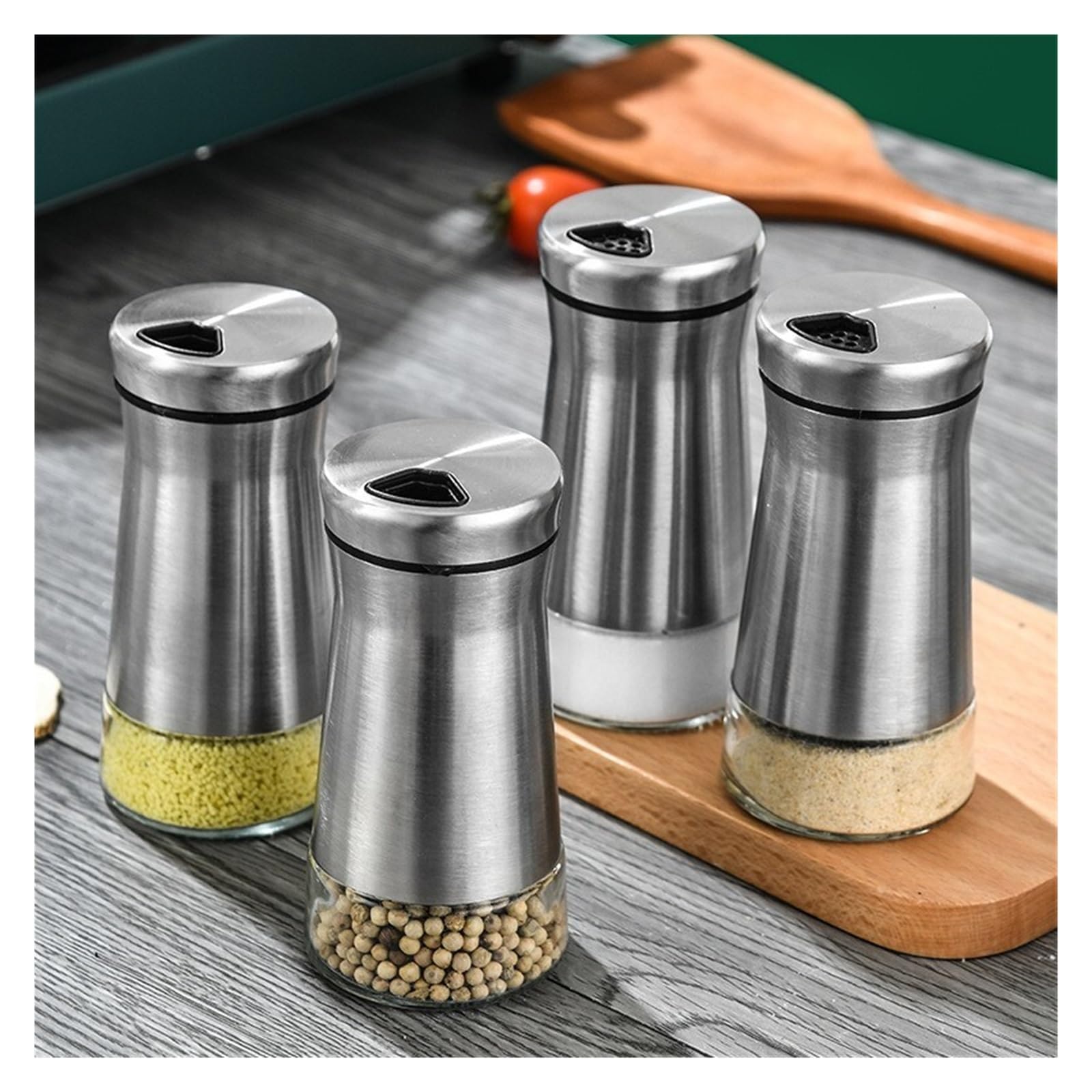 2pcs Stainless Steel Seasoning Bottles Pour Sucre