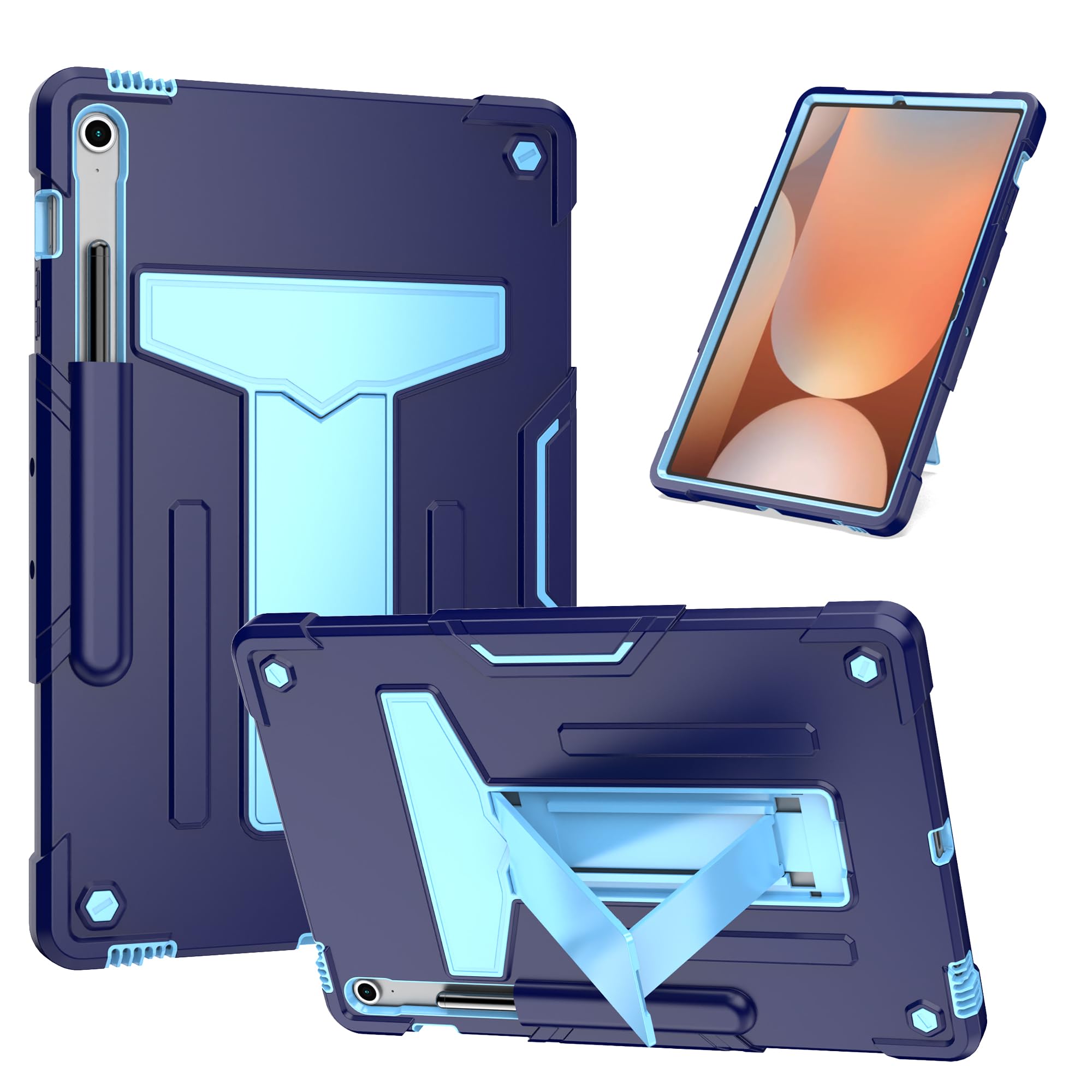 elitegadget Case for Samsung Galaxy Tab S10 FE+/S10 FE Plus 13.1 Inch 2025 Released - Heavy Duty Rugged Hybrid Case with Kickstand Cover (Navy Blue/