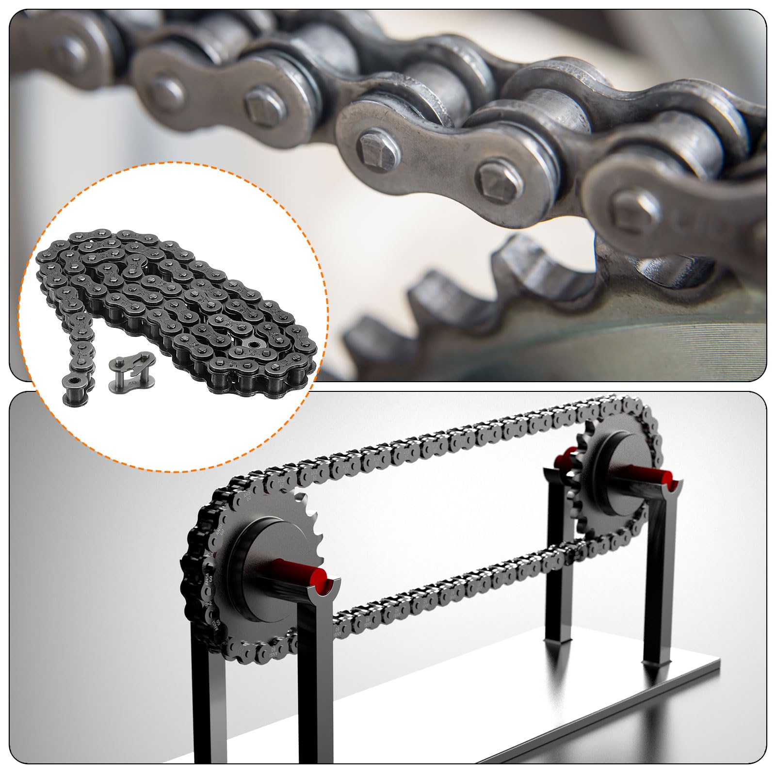 Roller Chain 3 Ft #40/08A-1 1/2" Pitch Carbon Steel 72 Links