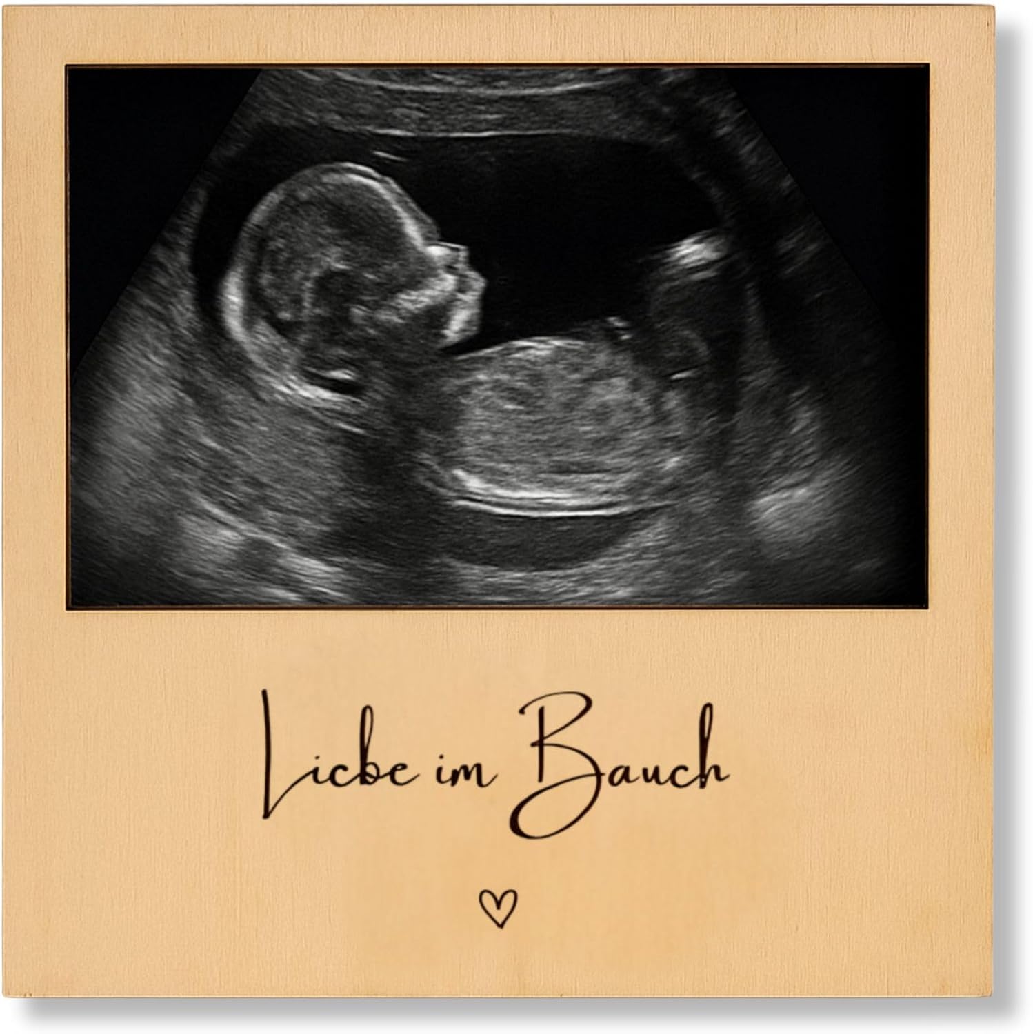 Pregnancy Announcement Wooden Frame - Natural Wood Photo Frame with Message - Gift for Grandparents, Auntie or Uncle (Love in Belly)