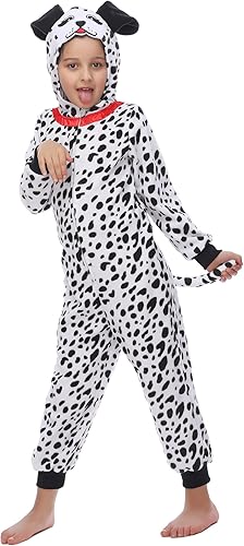 Disfraz infantil de animal, mameluco con diseño de dálmata, perro con manchas, para Halloween, Navidad, carnaval, talla 8 a 10