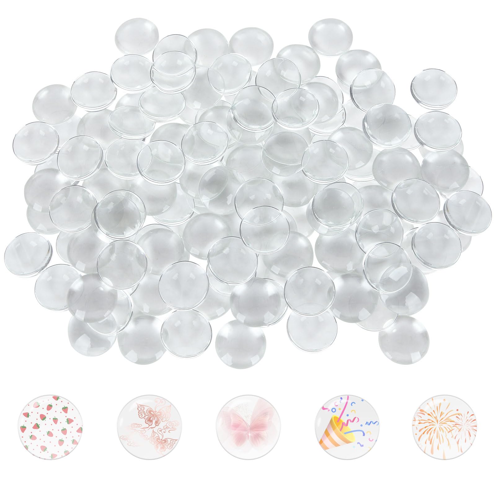 200 PCS Transparent Glass cabochons 1 inch Glass Dome Cabochons Crystal Clear Round Cabochon Non-calibrated Round 1 inch/25mm Round Cabochons Tiles for Craft Cameo Pendants Photo Jewelry Necklaces1