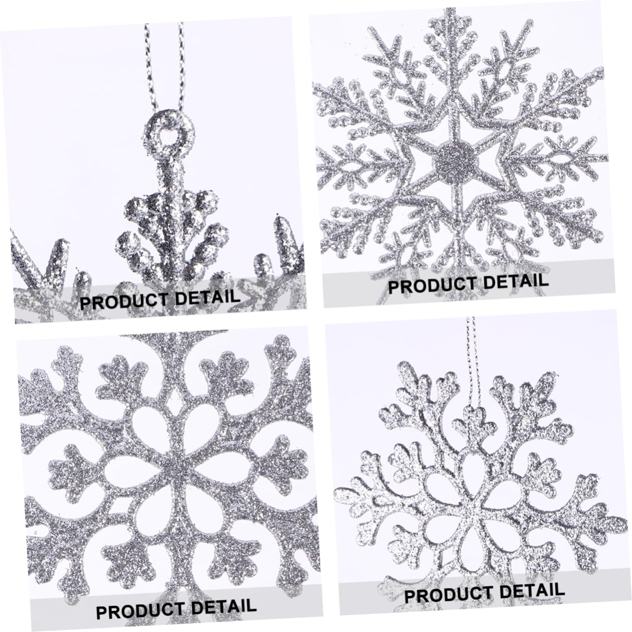 PRETYZOOM 3 Juegos de Elegantes Colgantes para Árbol de Navidad con Lentejuelas Y de Nieve Plateados Unidades X 3