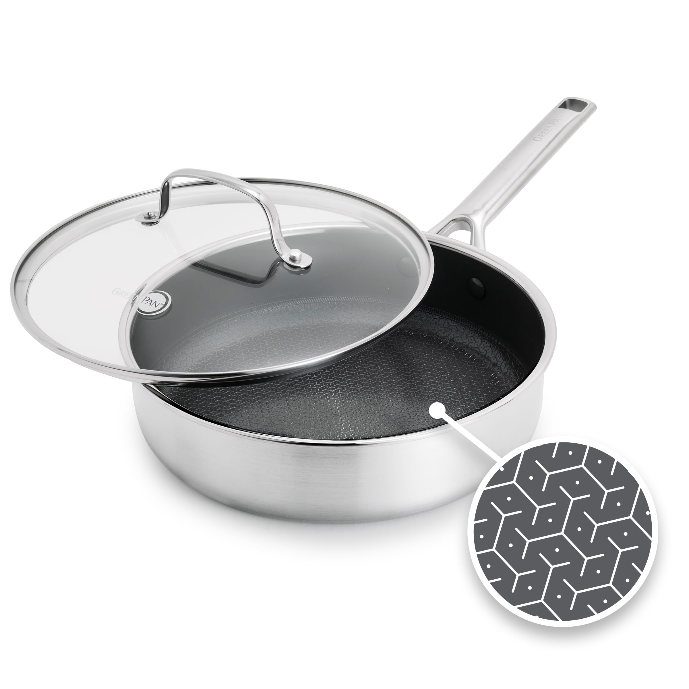 GreenPan APEX Sauteuse hybride 24 cm, inox et céramique antiadhésive