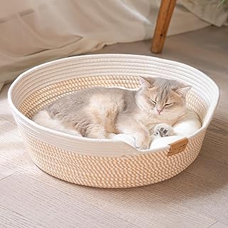 CheerPals Katzenbett mit Kissen, 47cm Waschbar Katzenkorb aus Baumwollseilen geflochten, zum Schlafen für Alle Katze, All Season Universal product image