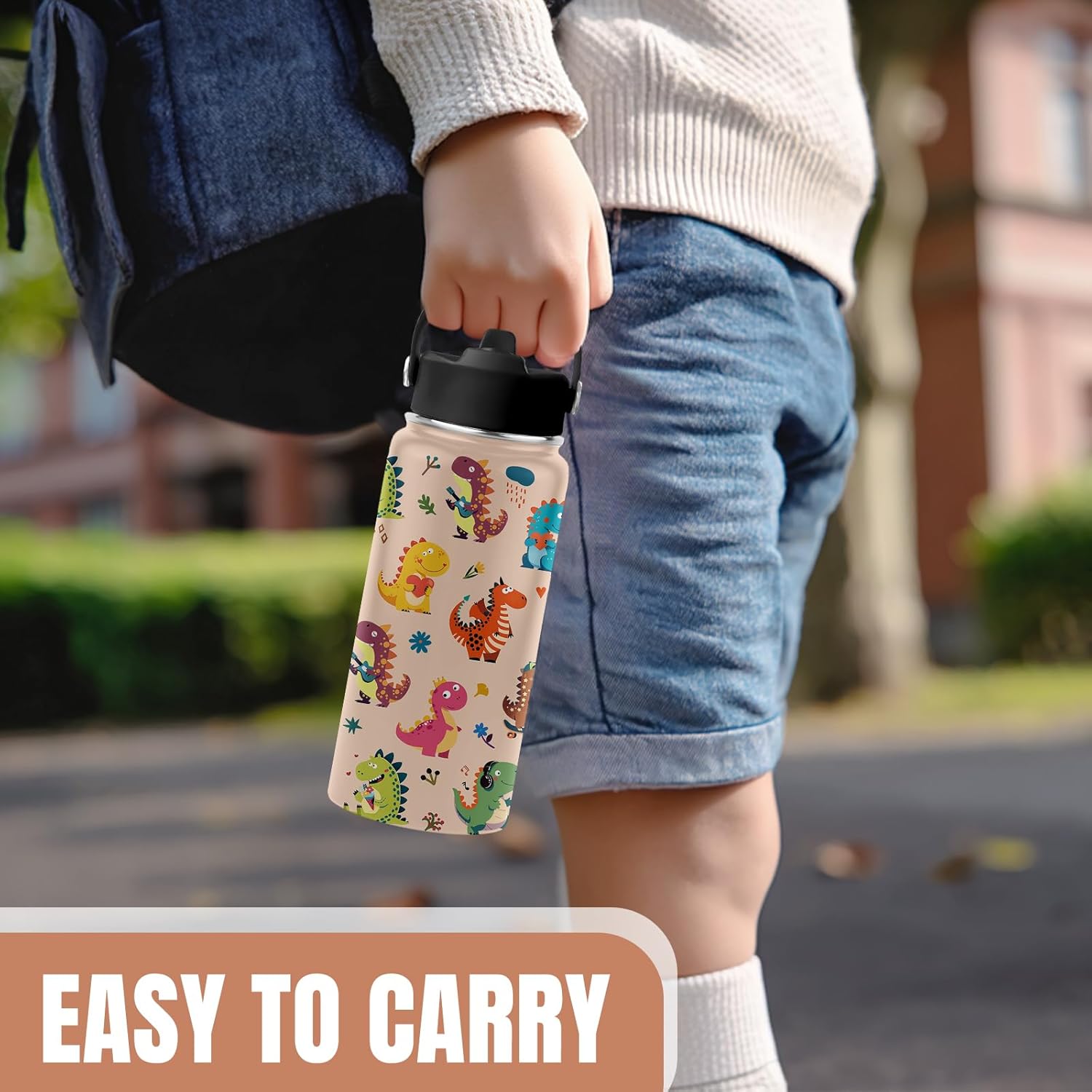 Dinosaurs Gifts for Kids Boys, 16 oz Water Bottle with Straw Lid, Stainless Steel Insulated Tumbler, Cute Water Bottles, Funny Dinosaurs Cups Gifts for Birthday Christmas - Image 6