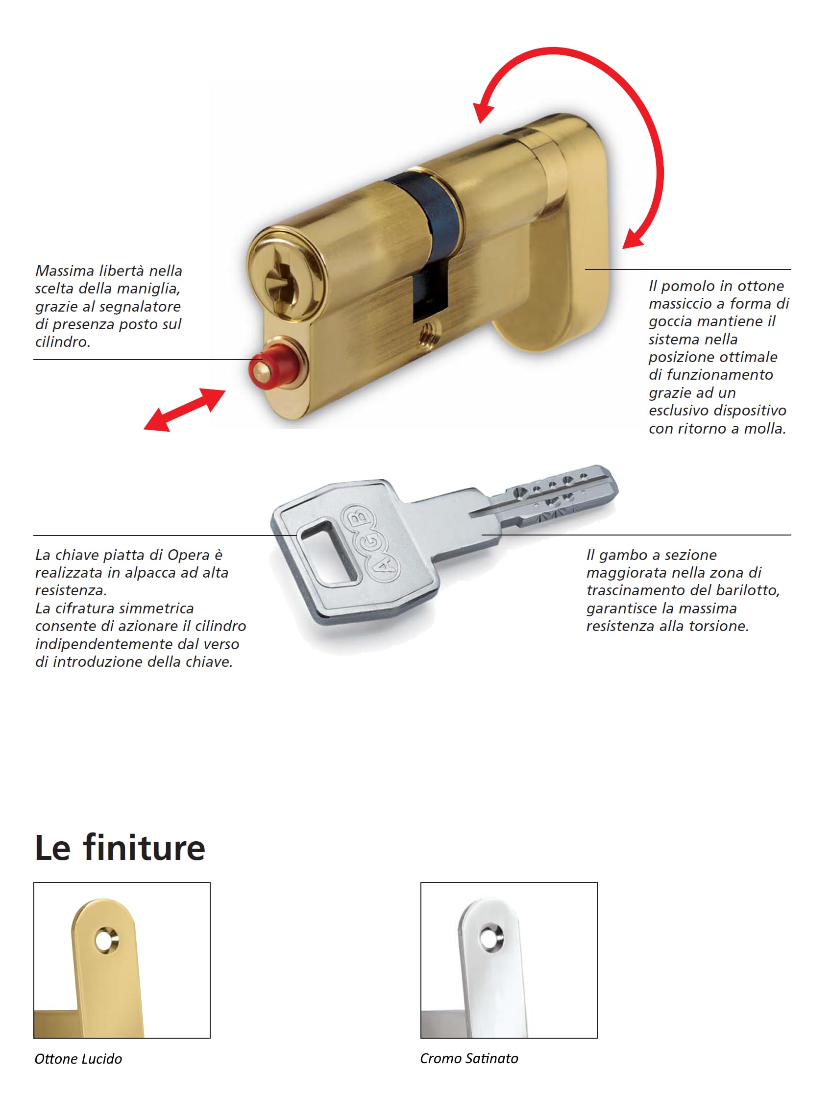 Cilindro AGB Opera Passpartout 70 mm – Sicurezza Antipanico con Finitura Ottone Lucido C72110.35.25 MK – Solo Cilindro