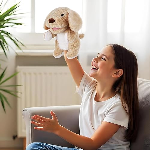 Miniatura 4 de Títeres de mano de animales de 11 pulgadas, tortuga marina de peluche, dinosaurios, juguetes de marionetas de mano, juguetes de juego de roles para