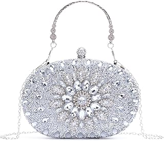 LUI SUI Women Rhinestone Evening Clutch Purse Bag Bling Glitter Sparkly Diamond Tote Bag Crystal Wedding Party Bag