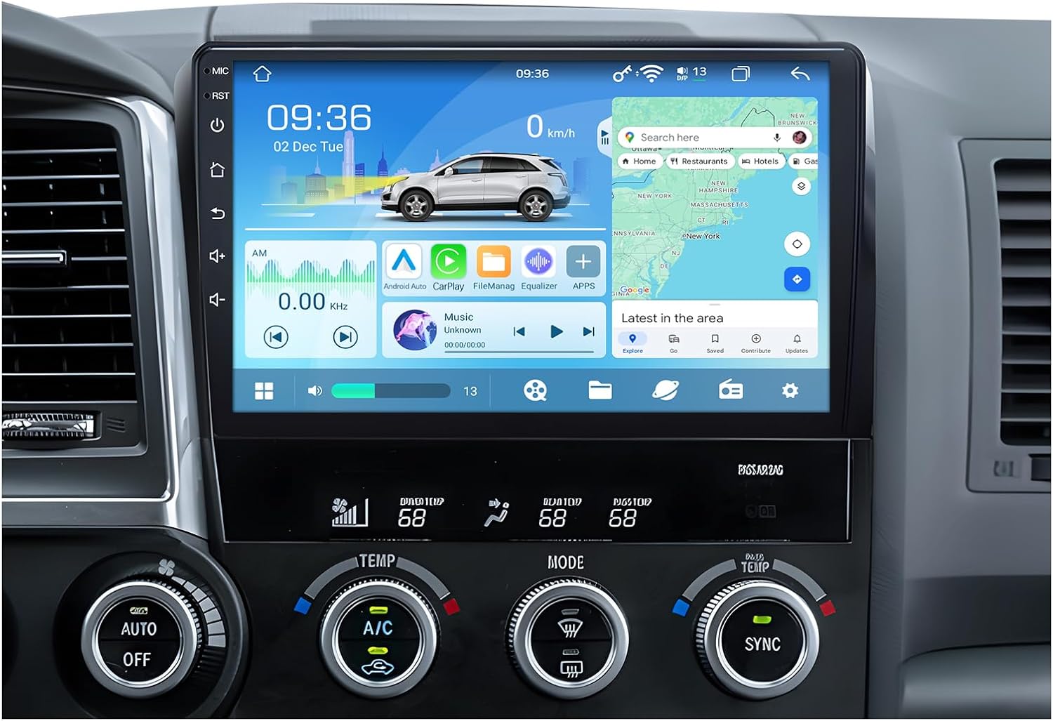 for Toyota Tundra 2007-2013 Radio Stereo Upgrade Replacement Head Unit: 10.2 Inch Touch Screen 5G Wireless CarPlay Android Auto 12 Core 8G+128G Android 13 DSP Audio System GPS Bluetooth SWC