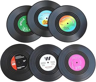 レコード風 コースター 6枚セット ABS製 おしゃれ かわいい 音楽好き プレゼント ドリンクマット