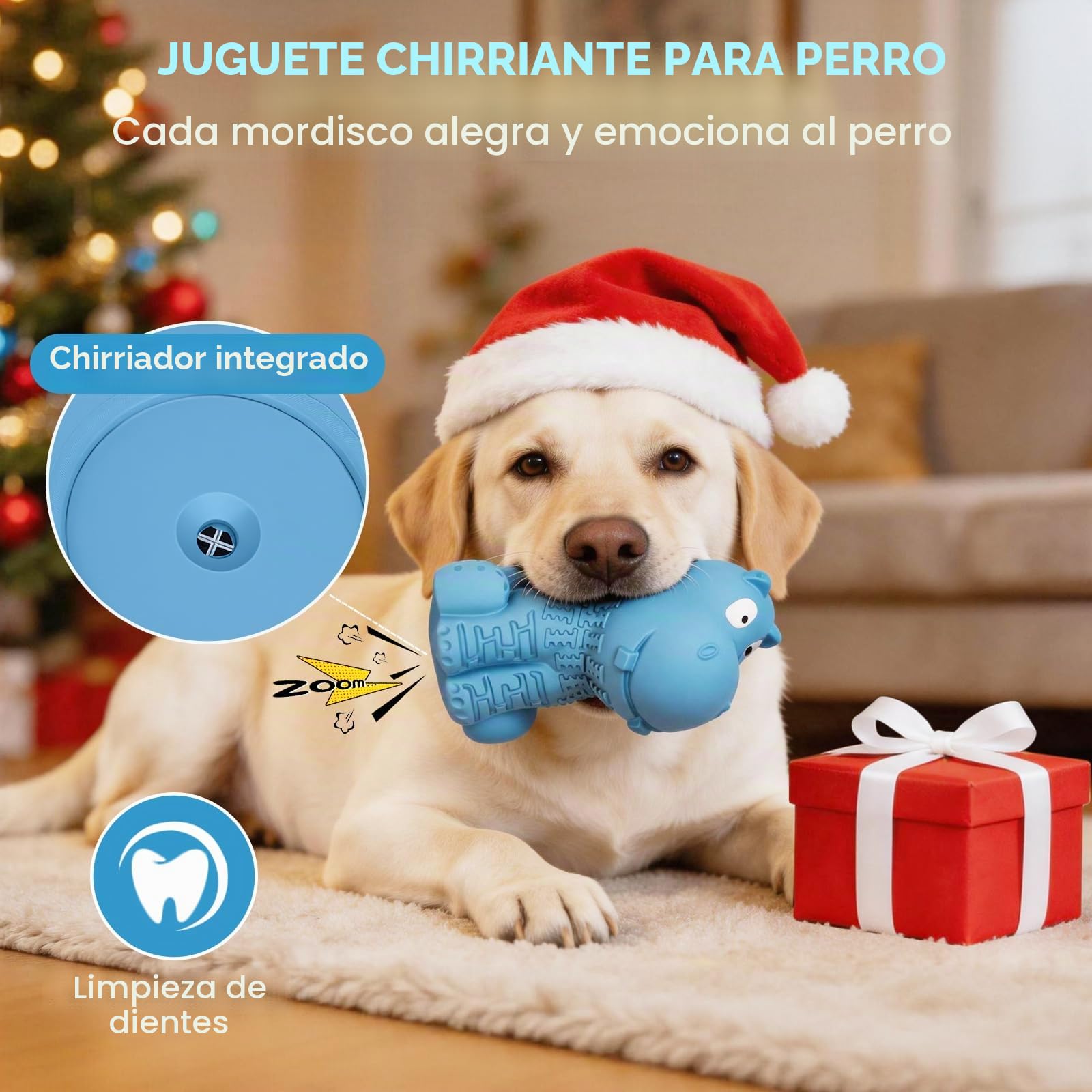 petizer Squeaky, Juguete para Perros Indestructible para masticadores agresivos, Juguete de Seguridad para Perros, Caucho Natural para Perros pequeños/medianos/Grandes