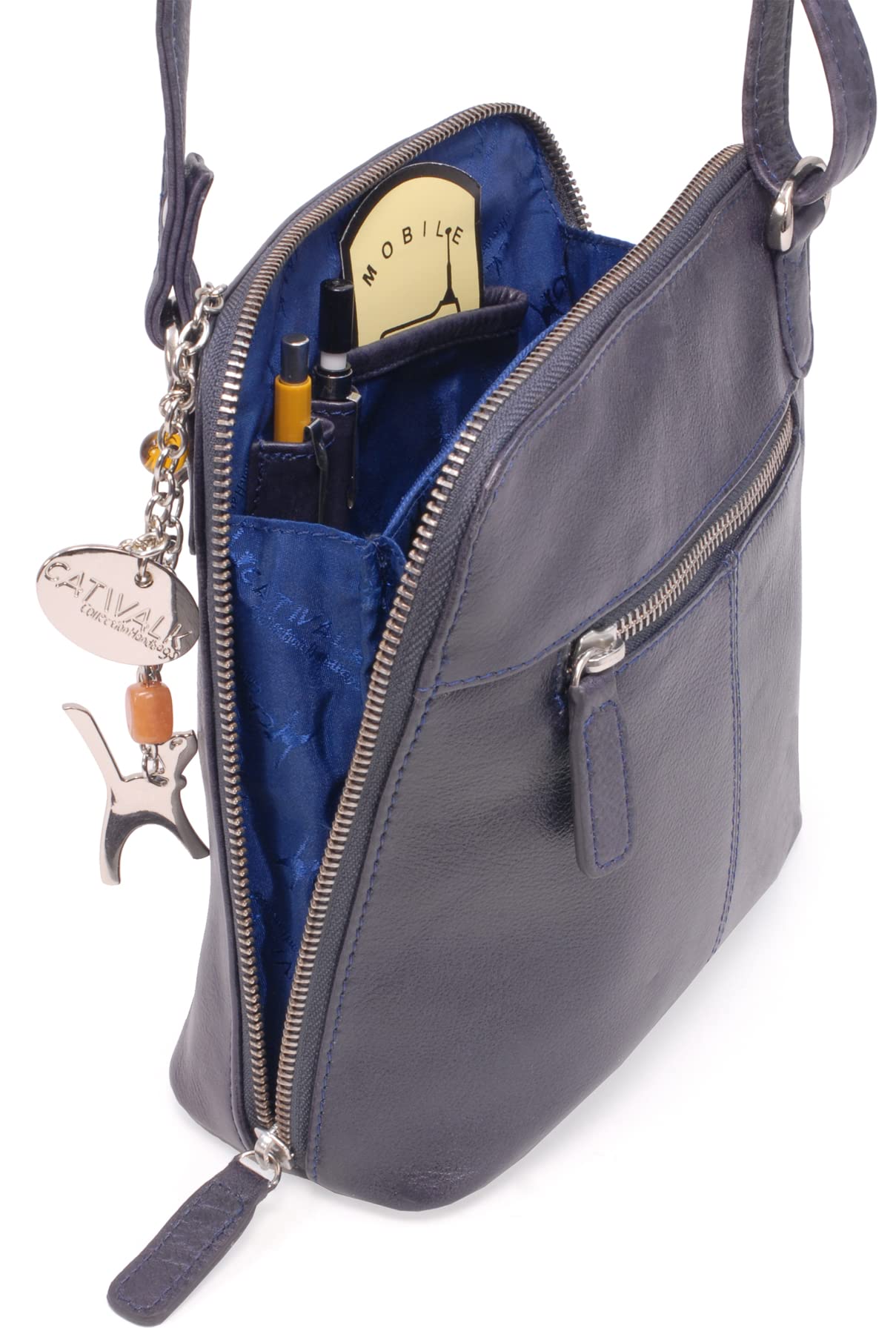 Catwalk Collection Handbags - Bandolera de Piel - Bolso Cruzado Mujer - Bolso de Mano Mediano - Correa Ajustable - Eleanor