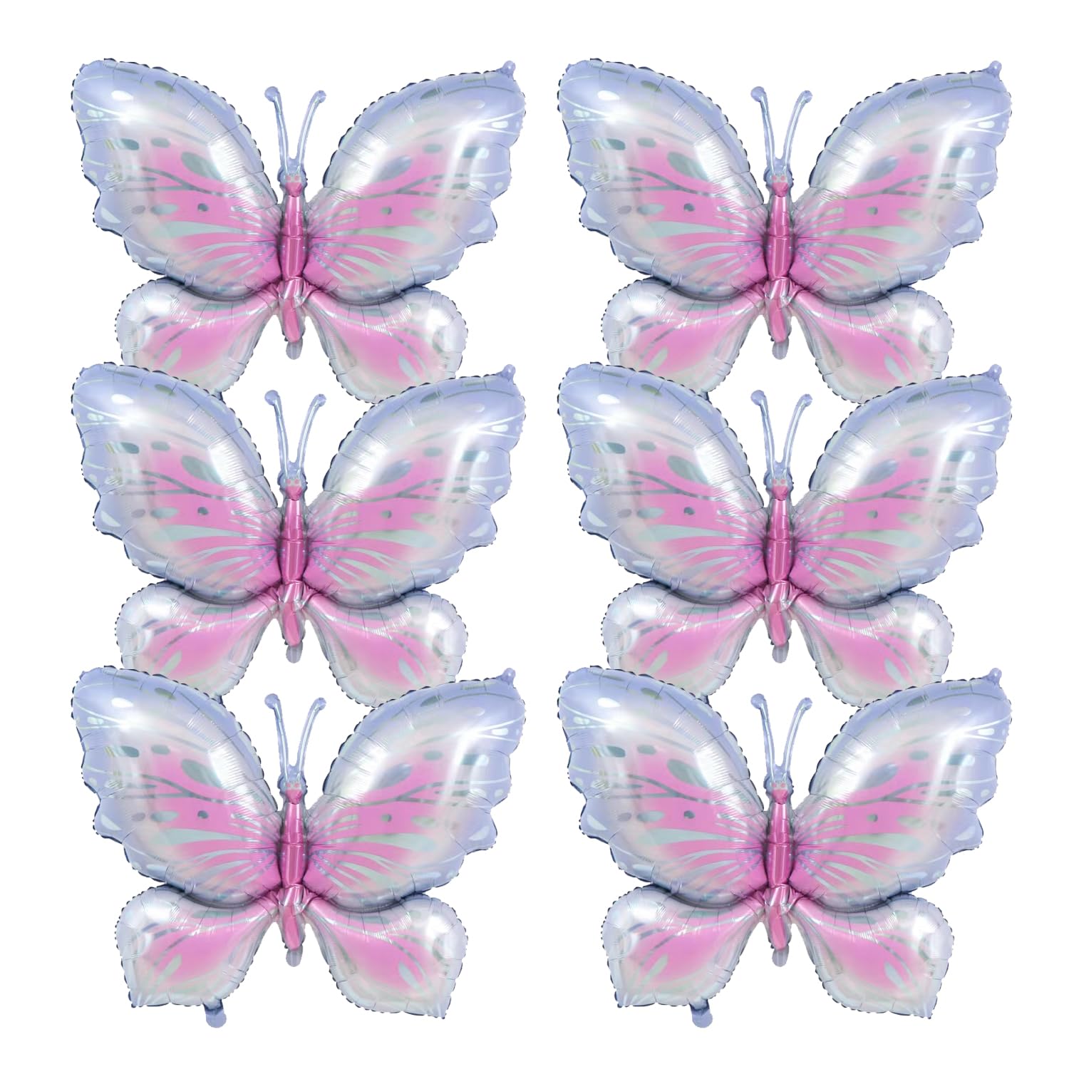 Finypa Pink Butterfly Balloons - 6 Piece 40" Pink & Purple Butterfly Foil Mylar Balloons for Baby Shower & Party Decorations - Image 3