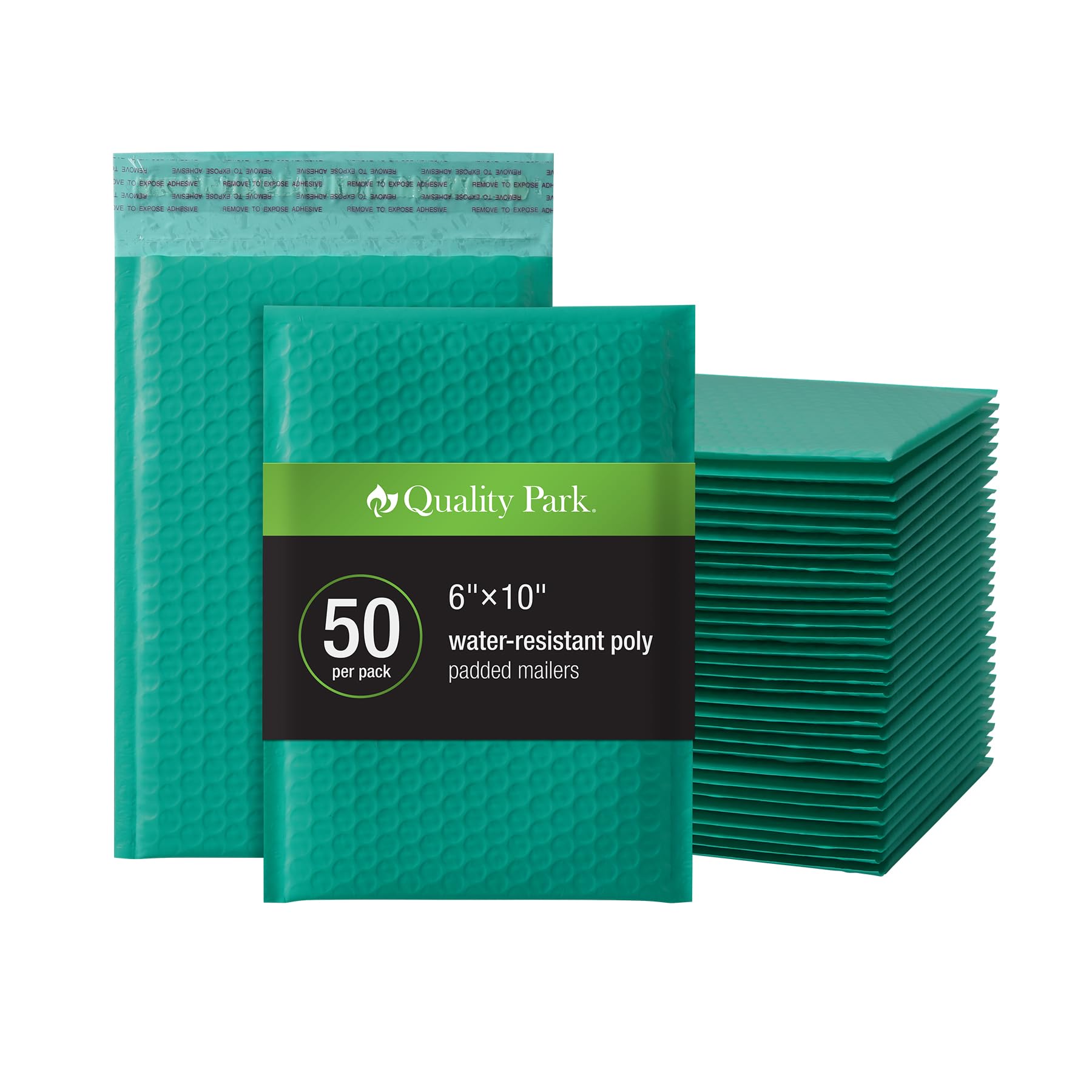 Quality Park Bubble Mailers, 6 x 9, Turquoise Poly Mailers, Padded Envelopes, Shipping Bags, Water Resistant, Self Seal, 50 Per Box (QUA85913)